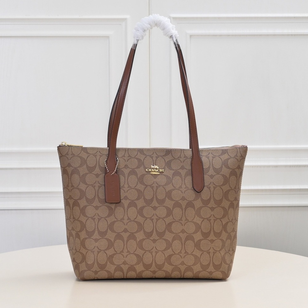 Coach Brown Signature Canvas Tote Bag